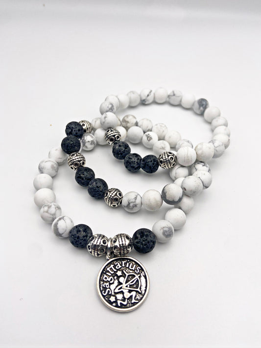 White Howlite Zodiac Aromatherapy Diffuser Bracelet