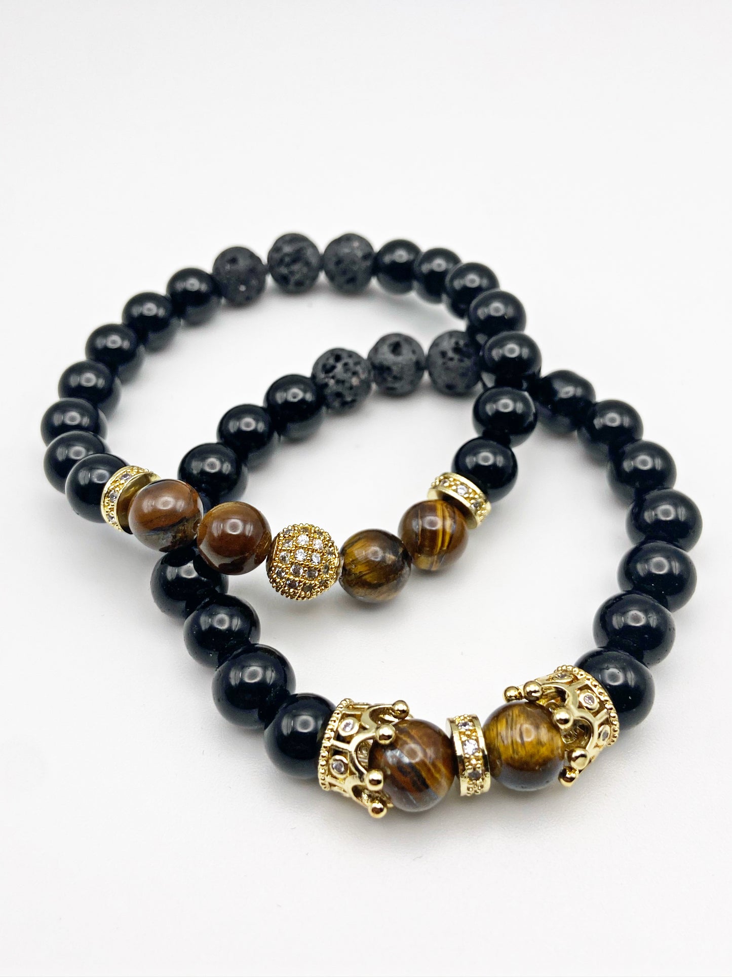 Tiger Eye and Black Jasper Aromatherapy Diffuser Bracelets